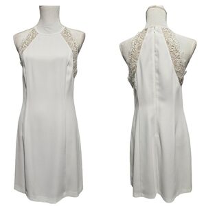 Marc New York Andrew Marc White Sheath Dress with Lace Detail Size 10
